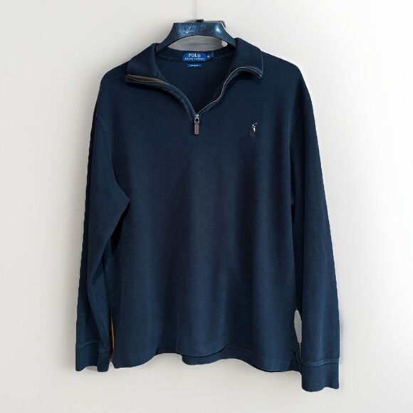 Ralph Lauren Other - Polo Ralph Lauren Estate Rib Black Sweater Men's Size XL 1/4 Zip Pullover Casual